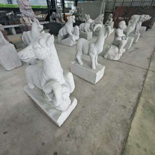 揭阳芝麻白雕刻 十二生肖 异形雕刻