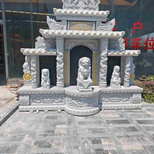 揭阳芝麻白中国黑石材套墓 花岗岩墓碑