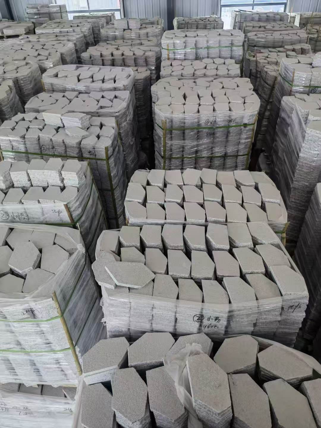 揭阳芝麻白石材冰裂纹，碎拼。